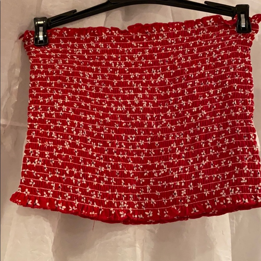 Red and White Floral Brandy Melville Bandeau